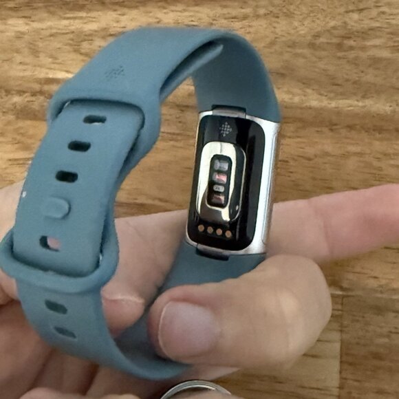 Fitbit Charge 5 Fitness & Health Tracker Platinum Stainless Steel Case Blue Band - Picture 10 of 16